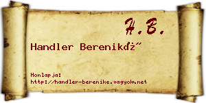 Handler Bereniké névjegykártya